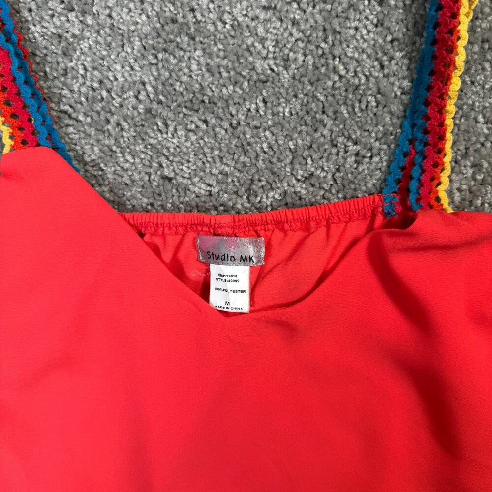 Vintage Studio MK 90's Y2K Womens Cropped Coral Rainbow Tank Top Vest Size Med - Picture 3 of 6